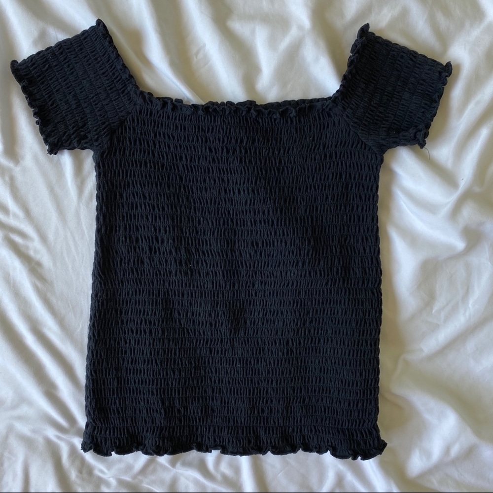 Black smocked top size S